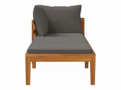 Tumbona con 1 reposabrazos oscuro madera maciza acacia Tumbona