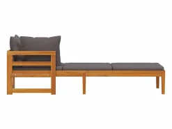 Tumbona con 1 reposabrazos oscuro madera maciza acacia Tumbona