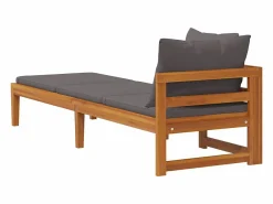 Tumbona con 1 reposabrazos oscuro madera maciza acacia Tumbona