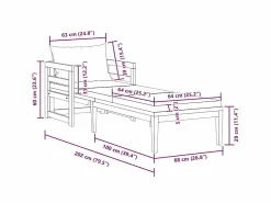 vidaxl Tumbona con cojines crema madera maciza de acacia