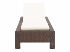New vidaxl Tumbona con cojín de ratán sintético marrón Marru00f3n