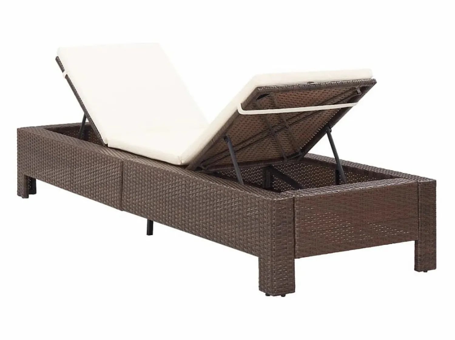 New vidaxl Tumbona con cojín de ratán sintético marrón Marru00f3n