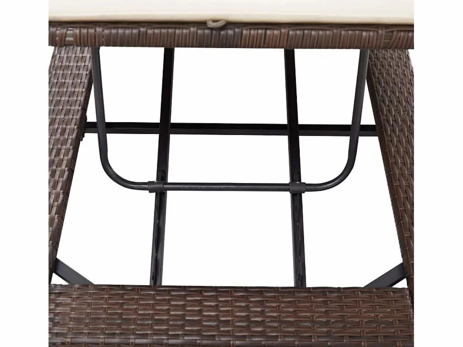 New vidaxl Tumbona con cojín de ratán sintético marrón Marru00f3n