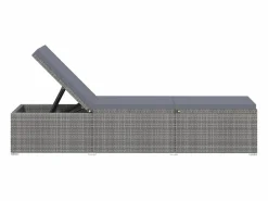 Sale vidaxl Tumbona con cojín y mesita de ratán sintético Gris