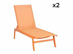 Best Sweeek Tumbona de acero multi posiciones, set de 2 Naranja