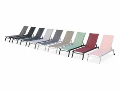 Tumbona de aluminio de multiposición con ruedas, set de 2 antracita Tumbona