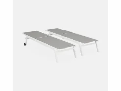 Sale Sweeek Tumbona de aluminio de multiposición con ruedas, set de 2 blanco Topo