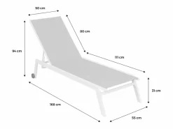 Sale Sweeek Tumbona de aluminio de multiposición con ruedas, set de 2 blanco Topo