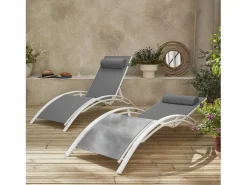 New Tumbona de aluminio textileno, set de 2 Tumbona
