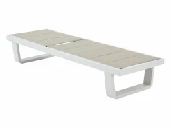 New MYLIA Tumbona de aluminio y textilene - y blanco - NABUNA de Gris