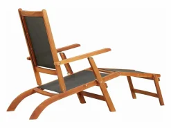 Hot vidaxl Tumbona de exterior de mandera maciza acacia y textileno Color natural claro