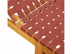 vidaxl Tumbona de madera maciza de acacia y tela roja