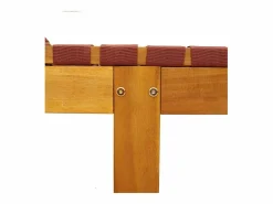 vidaxl Tumbona de madera maciza de acacia y tela roja