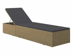 Tumbona de ratán sintético marrón y gris oscuro Tumbona