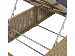 Tumbona de ratán sintético marrón y gris oscuro Tumbona