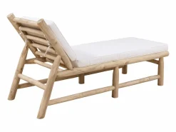 Best Tumbona de teca con colchoneta - Natural claro y blanco - TULUM de Tumbona