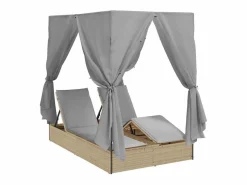 Clearance vidaxl Tumbona doble Ajustable Gris 205 x 129 x 200 cm ratán sintético Beige