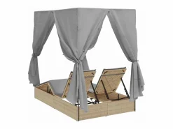 Clearance vidaxl Tumbona doble Ajustable Gris 205 x 129 x 200 cm ratán sintético Beige