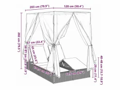 vidaxl Tumbona doble Ajustable Rojo 205 x 129 x 200 cm ratán sintético