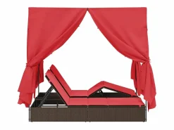 vidaxl Tumbona doble Ajustable Rojo 205 x 129 x 200 cm ratán sintético