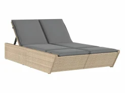 Hot Tumbona doble con cojines ratán sintético ES895372 Beige