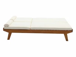 Tumbona doble con respaldo multiposición blanca y madera maciza 127 cm CARACAS Tumbona