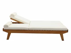Tumbona doble con respaldo multiposición blanca y madera maciza 127 cm CARACAS Tumbona