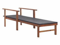 vidaxl Tumbona madera maciza de acacia y ratán sintético