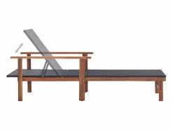 vidaxl Tumbona madera maciza de acacia y ratán sintético
