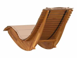 vidaxl Tumbona mecedora con cojín de madera maciza de acacia