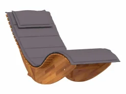 Discount Tumbona mecedora Mazaneda madera de acacia oscuro 74x154x60 cm Tumbona
