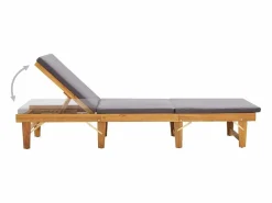 vidaxl Tumbona plegable con cojín madera maciza de acacia