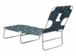 New Tumbona plegable con cojín de cabeza acero estampado de hojas ES488303 Tumbona