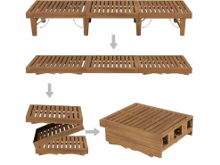 Tumbona plegable con cojín madera maciza de acacia ES51731
