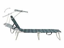 Tumbona plegable con toldo de acero estampado de hojas ES524525