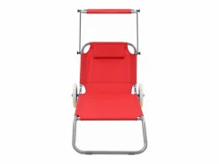 Tumbona plegable con toldo y ruedas acero roja ES770810