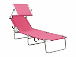 Sale Tumbona plegable con toldo de acero magenta ES56434 Rosa