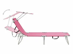 Sale Tumbona plegable con toldo de acero magenta ES56434 Rosa