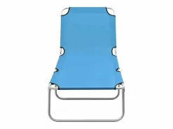 Discount Tumbona plegable de acero y tela turquesa ES612667 Tumbona