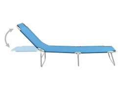 Discount Tumbona plegable de acero y tela turquesa ES612667 Tumbona