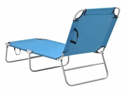 Discount Tumbona plegable de acero y tela turquesa ES612667 Tumbona
