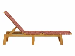 New vidaxl Tumbonas 2 unidades madera maciza de acacia y tela roja Rojo