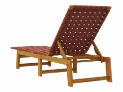 New vidaxl Tumbonas 2 unidades madera maciza de acacia y tela roja Rojo