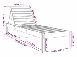 Clearance Tumbonas 2 unidades madera maciza de pino 199,5x60x74 cm Tumbona