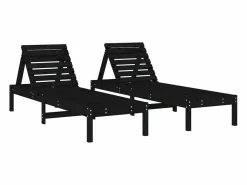 Clearance vidaxl Tumbonas 2 unidades madera maciza de pino 199,5x60x74 cm Negro