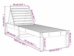 Clearance vidaxl Tumbonas 2 unidades madera maciza de pino 199,5x60x74 cm Negro