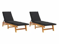 Outlet Tumbonas con cojines 2 uds ratán sintético madera maciza acacia Tumbona