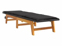 Outlet Tumbonas con cojines 2 uds ratán sintético madera maciza acacia Tumbona