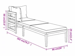 vidaxl Tumbonas con cojines 2 unidades madera de acacia
