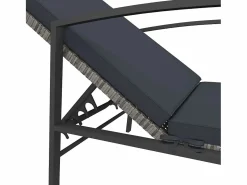 vidaxl Tumbonas con mesita 2 unidades ratán sintético Gris
